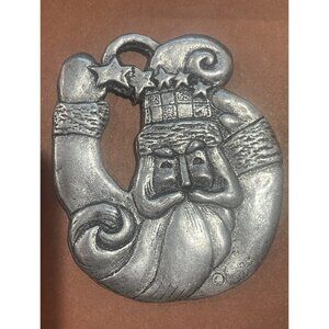 Pewter-Christmas Ornament - Jolly Waving Santa Pewter/Silver Color